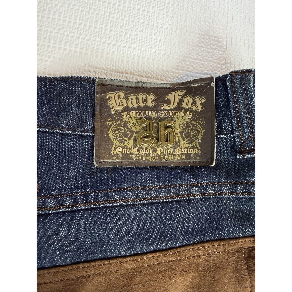 Men's Bare Fox Premium Couture 26x33 Dark Wash Jeans Y2K Streetwear Denim - Picture 8 of 9